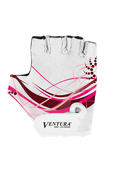 VENTURA Γάντια ποδηλασίας M Λευκά Ροζ Ελαστικά Αντιολισθητικά