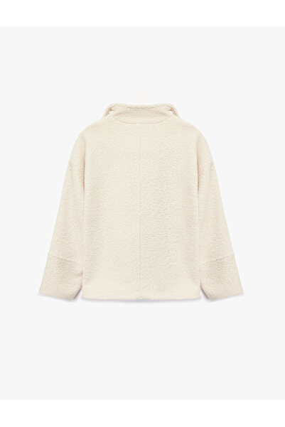 Koton Long Sleeve Double-Breasted Collar Buttoned Pocket Boucle Coat