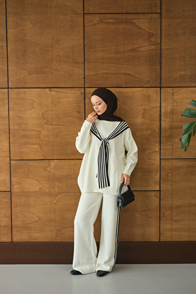 LOCCO Set de eșarfe pentru femei Ecru