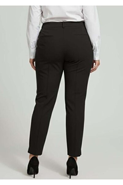 RMG Front Corded Fabric Plus Size Fabric Trousers Black
