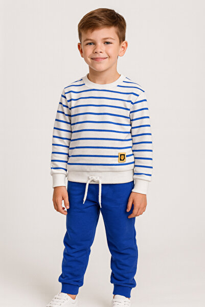 zepkids Αγορικό κοστούμι αθλητικής φόρμας με σχέδιο με ρίγες μπλε κοβαλτίου χρωμάτων