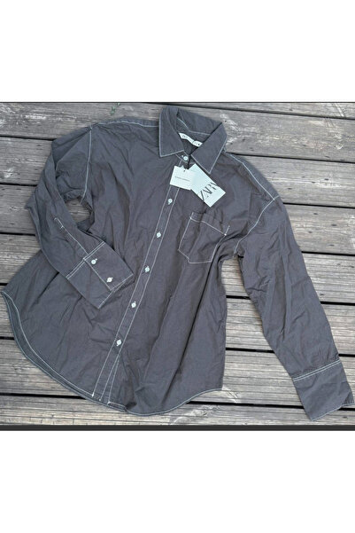 ZRA Grey shirt with white stitching, cotton