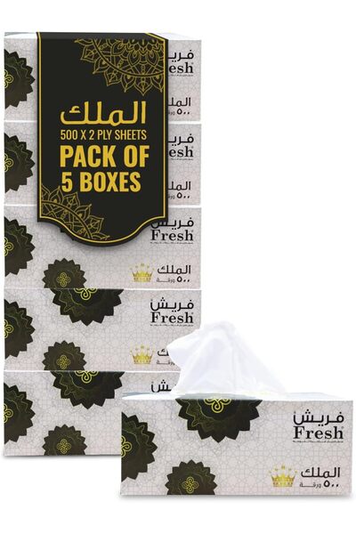 SNH Packing Packing Fresh Facial Tissue (500 x 2) Ply - Pack of 5, Ultra Soft, White