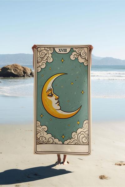 Dolce Mariee Digital Printing Beach Sea Towel Moon Patterned Peshtamal Hvl0068