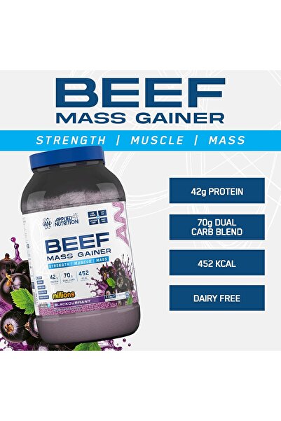 applied nutrition Beef Mass Gainer, Millions Blackcurant, 3 Kg, 42 g Protein
