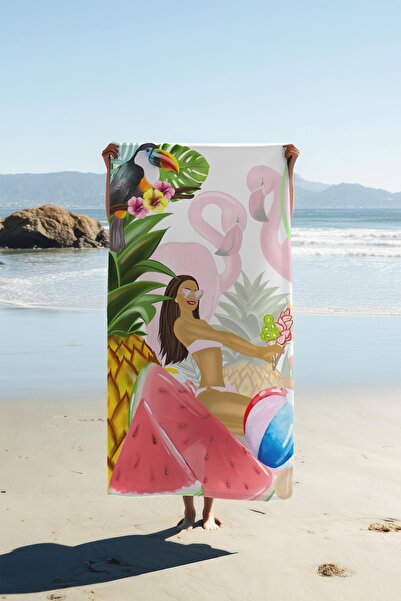 Dolce Mariee منشفة شاطئ بطباعة رقمية بنمط استوائي HVL0168