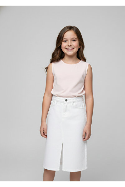 rois Girl's White Denim Skirt
