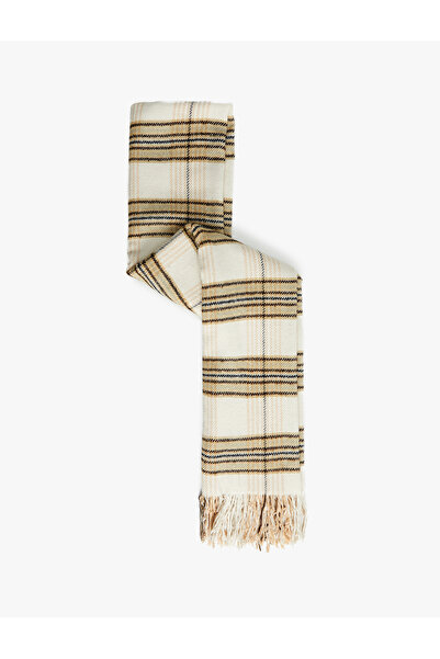 Koton Tasseled Plaid Long Scarf
