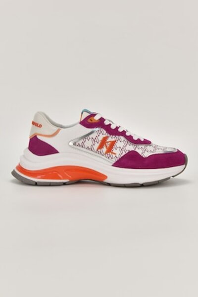 Karl Lagerfeld women's sneakers with leather inserts, White/Pink, EU 39