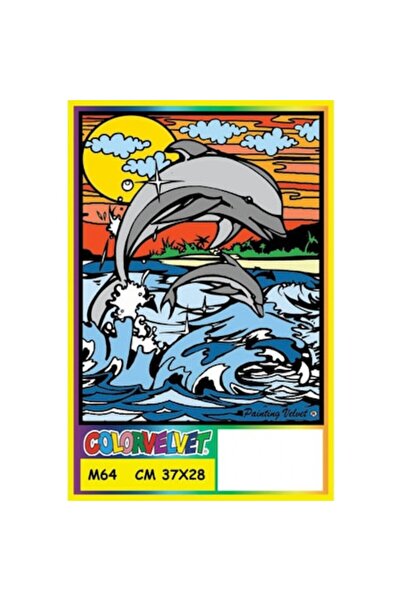 Colorvelvet Plansa de colorat catifea Color Velvet Delfini, 28 x 37 cm, 4 ani +