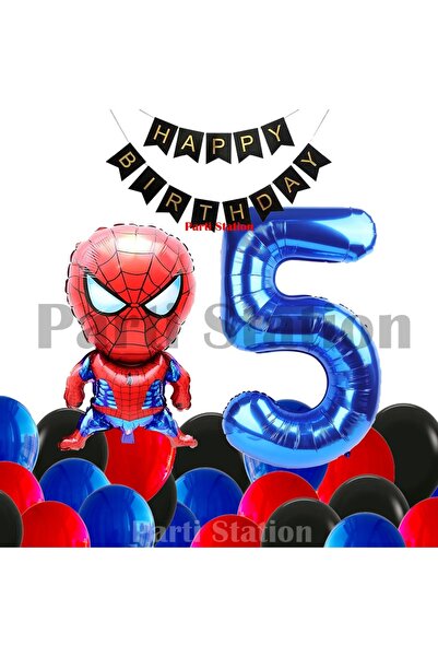 Parti Station Spider-Man 5 Year Old Balloon Set Spider-Man Concept Birthday B...