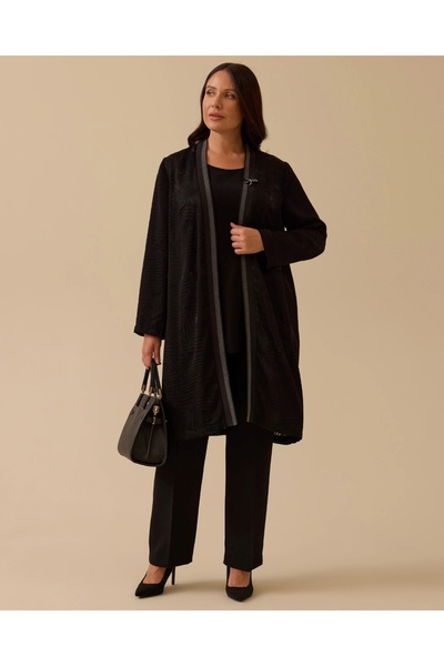 SEÇİL YENİ KADIN büyük beden desenli hırkalı takım 10002522714001