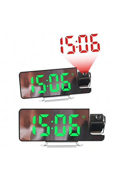 Optim Solution LED Electronic Clock with Laser Projector, Snooze Alarm & Temperature Display, 19.3x4x8.5 cm, Black