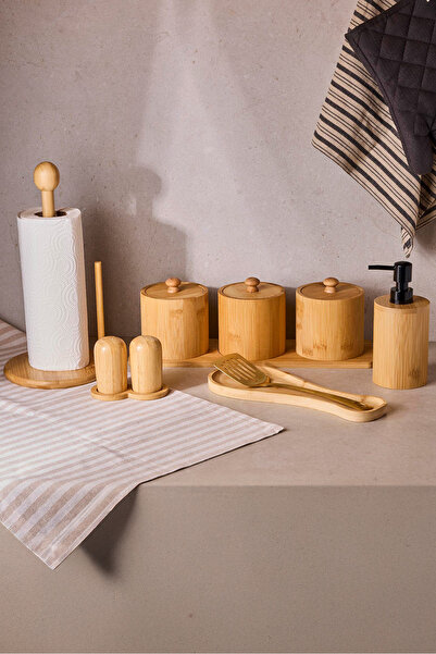 Perotti Pisa 13 Piece Ergonomic Multi-Purpose Organization Countertop Bamboo Kitchen Set