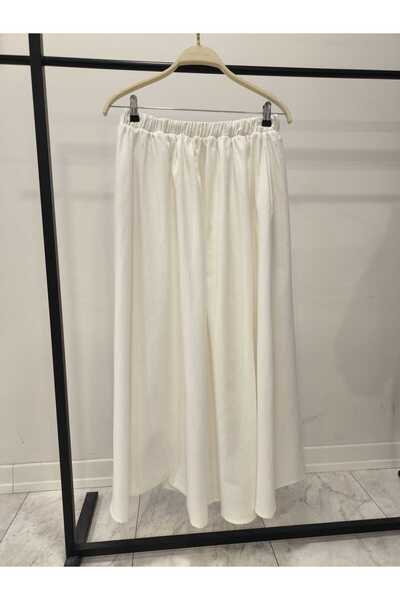 Hatun Atila Fusta de in cu talie elastică, buzunare și căptușeală 2558 -