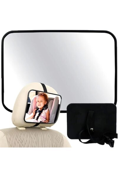 Optim Solution Oglindă auto pentru monitorizarea copiilor, suport pentru tetieră, convexă, reglabilă cu unghi larg, 18,8 x 13,5 cm