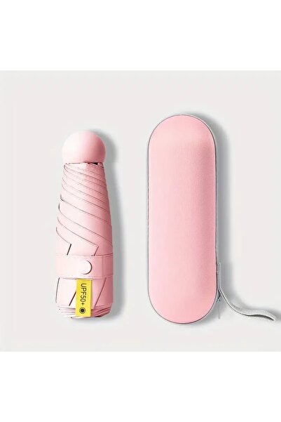 Elioure Mini Kapsül Şemsiye, Pembe, Şık ve Pratik, Çanta Boy, Hafif ve Dayanıklı