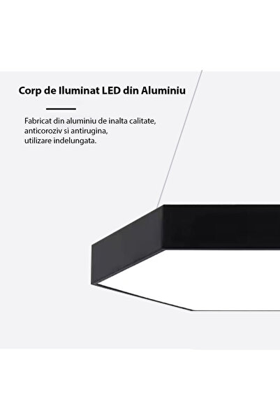 LEDIGANT Plafoniera LED 48W, complet hexagonal, φ60 cm, 6500k, negru