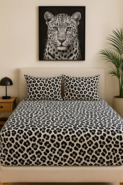 GOOD MORNİNG PAMUKKALE Siberia Pattern Battal Fitted Sheet Set (180X200) + 2 Pillowcases