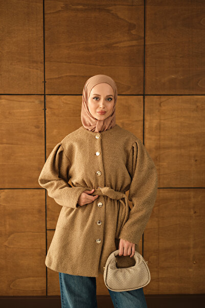 LOCCO Palton de pluș pentru femei cu talie elastică, nurcă