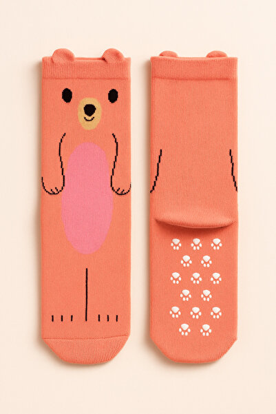 Katia&Bony Κοριτσίστικες κάλτσες με σχέδιο αρκουδάκι ροζ