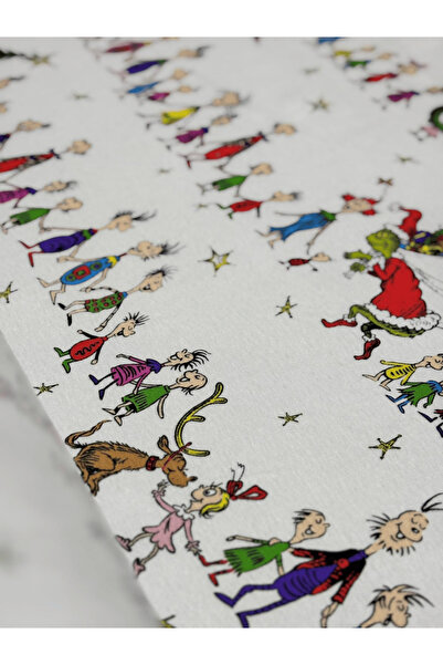 iki iplik قماش إنترلوك منقوش للأطفال من Grinch لعيد الميلاد - عرض 170 سم |   قماش ملابس الأطفال والرضع