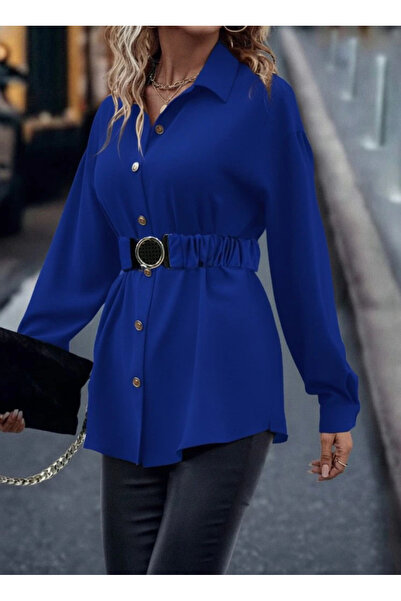 KentselBazaar Γυναικεία μακρυμάνικη μπλούζα με γιακά με κουμπιά μπροστά και ζ...