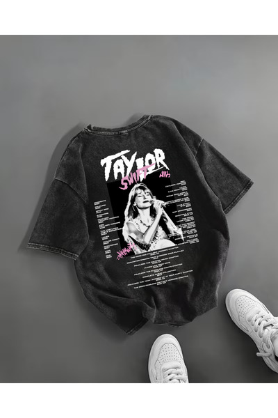 Touz Moda Taylor Swift Printed Washable Vintage Unisex Oversized T-Shirt