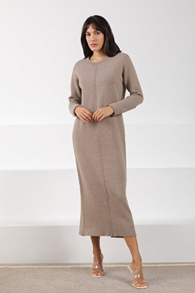 Ferraro Rochie de tricotat pentru femei Mink Arkadan cu fantă din cașmir cu m...