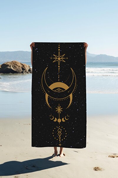 Dolce Mariee Digital Printing Beach Sea Towel Moon and Star Patterned Peshtam...