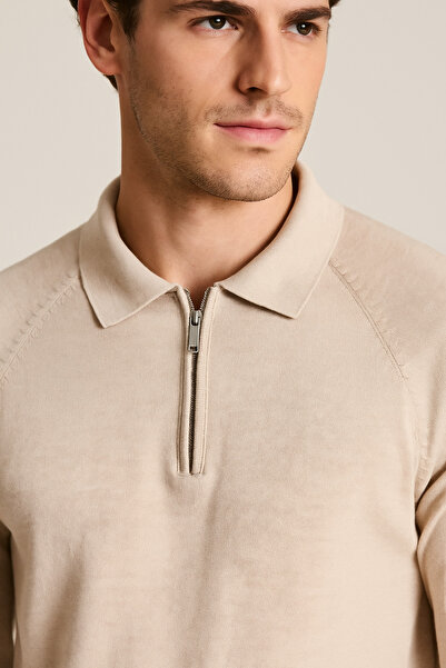 WE AND ME Polo Neck Soft Buttoned Zippered Men's Knitwear Sweater