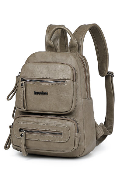 Hüvendo Barcelona Small Size Daily Multi-Pocket Women's Backpack – First Quality Polyurethane Leather Mint