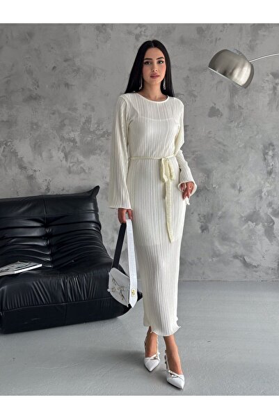 UNBOX Pleated Midi Dress – Off white