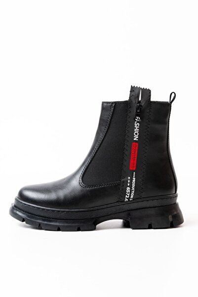 Zerenyus ZRİN-086 Premium Μαύρες Γυναικείες Μπότες με φερμουάρ και αξεσουάρ μόδας