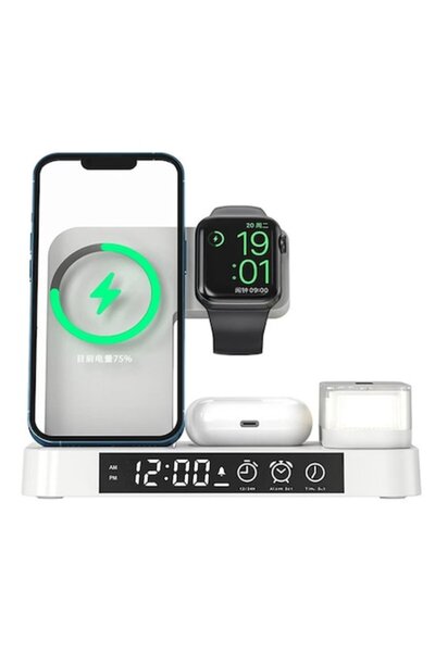 Optim Solution Stație de încărcare wireless 4 în 1, încărcare rapidă de 15W p...