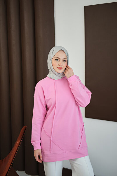 LOCCO Women's Front Stitch Detail Tunic Pink