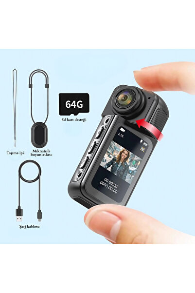 Mmctech Mıknatıslı Yaka Kamerası Hd Kalite, 30 Fps, Kolay Bağlantı, Boyun Askısı