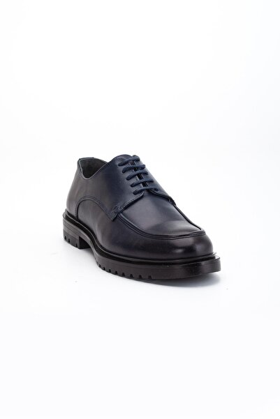 Dilimler Ayakkabı Ανδρικά κλασικά παπούτσια από γνήσιο δέρμα Navy Blue με θερμοσόλα με κορδόνια