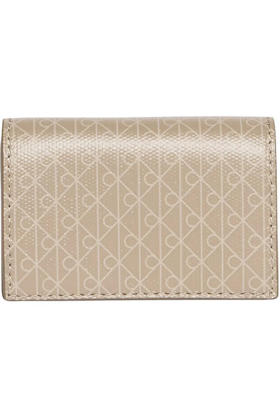 Calvin Klein Kadın Kart ve Nakit Bölmeli Fermuarlı Ve Çıtçıt Kapama Deri Bej ...