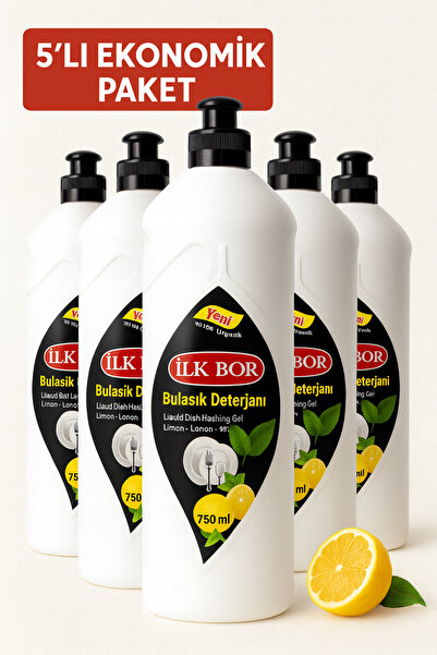 ilkbor Bulaşık Deterjanı Organik Doğal Bor İçerikli 750 ml x 5 Adet – Cilt Do...