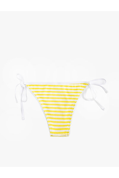 Koton Textured Drawstring Striped Bikini Bottom