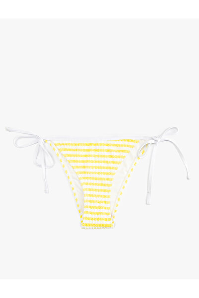 Koton Textured Drawstring Striped Bikini Bottom
