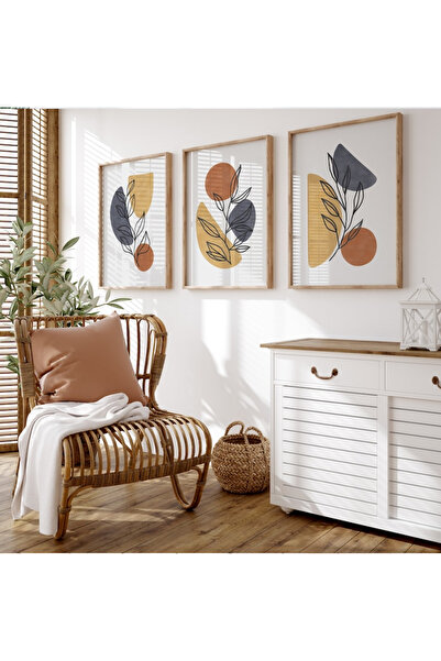 Tuba Decor Tabel din trei piese pentru camera de zi, sufragerie, bucatarie, cu rama din lemn