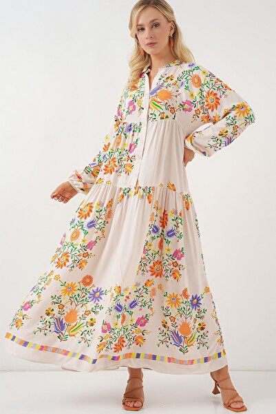 Hiccup Bdart Patterned V-Neck Maxi Dress