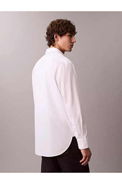 Calvin Klein Men's 100% Cotton Comfortable Fit Long Sleeve White Shirt Lv04Le101G-Yaa