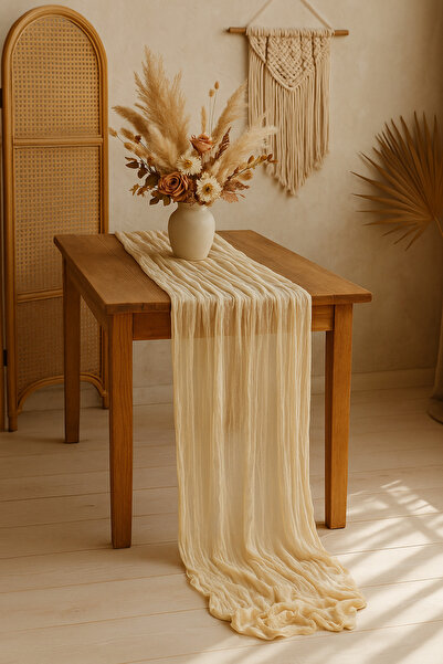 Belomia Home Collection Bohem Tül Runner | Düğün, Parti, Söz, Nişan, Organizasyon, Masa Süsleme