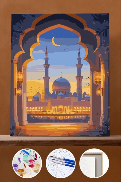 Pastelya Sayılarla Boyama Seti Çerçeveli Kasnaklı Büyük Pagoda 40x50 cm KY 1924