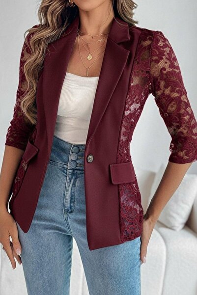 Mossta Δαντελένιο μπουφάν Atlas με τριώντα τέταρτα μανίκια - Βουργουνδία