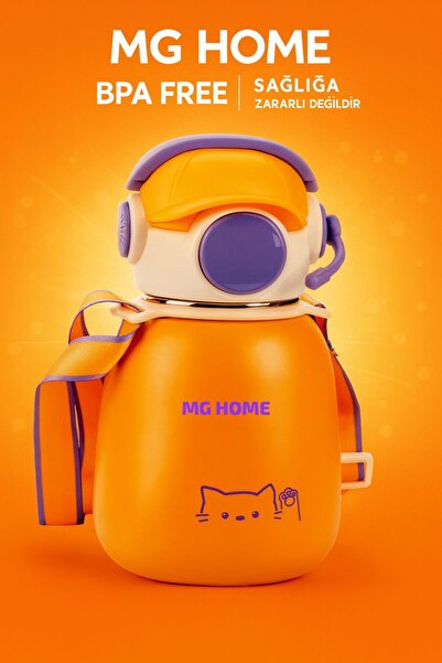 VENON Dj Design Orange 🟠 500 ml Stainless Steel 🎧 Termos Matara – 10×18 Children's Water Bottle Flask