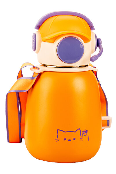 VENON Dj Design Orange 🟠 500 ml Stainless Steel 🎧 Termos Matara – 10×18 Children's Water Bottle Flask